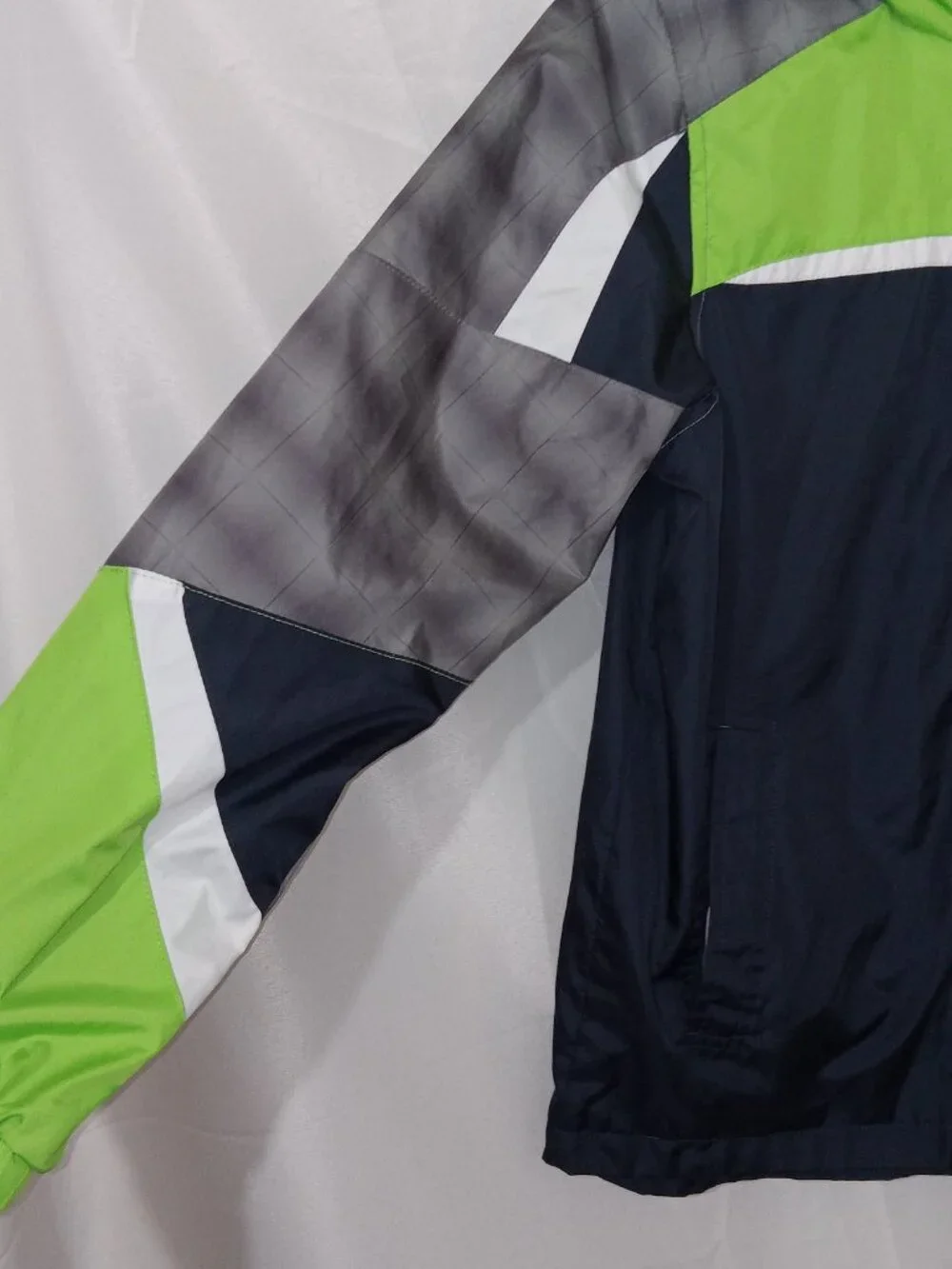 Boys London Fog Windbreaker Jacket L 14/16 Hooded Lightweight Green Gray